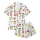 Summer Cocktail Satin Pajamas Set For Women