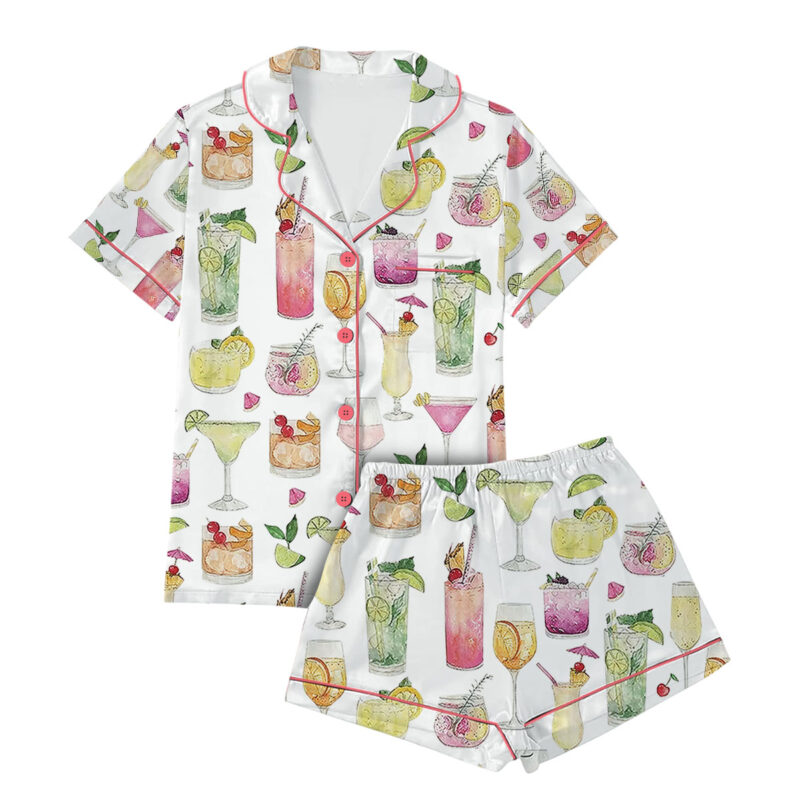 Summer Cocktail Satin Pajamas Set For Women
