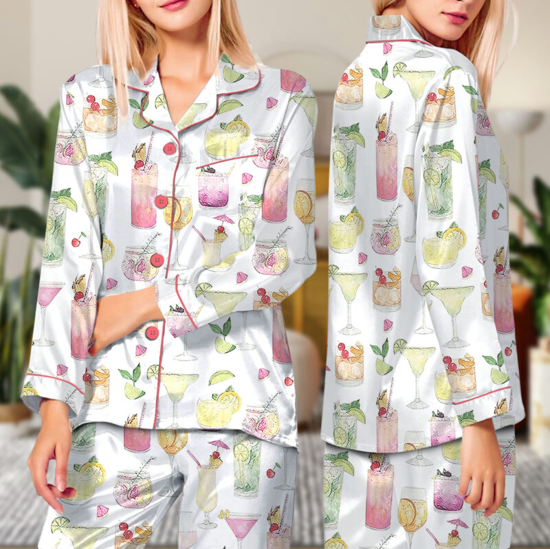 Summer Cocktail Satin Pajamas Set For Women
