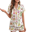 Summer Cocktail Satin Pajamas Set For Women