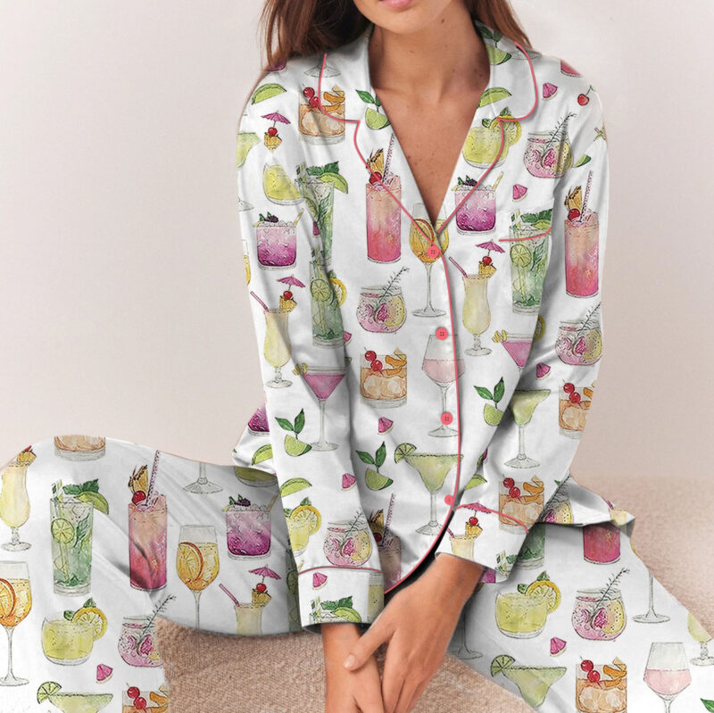 Summer Cocktail Satin Pajamas Set For Women