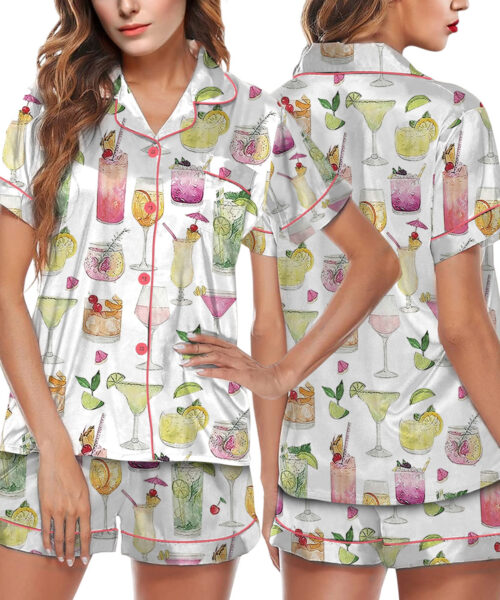 Summer Cocktail Satin Pajamas Set For Women