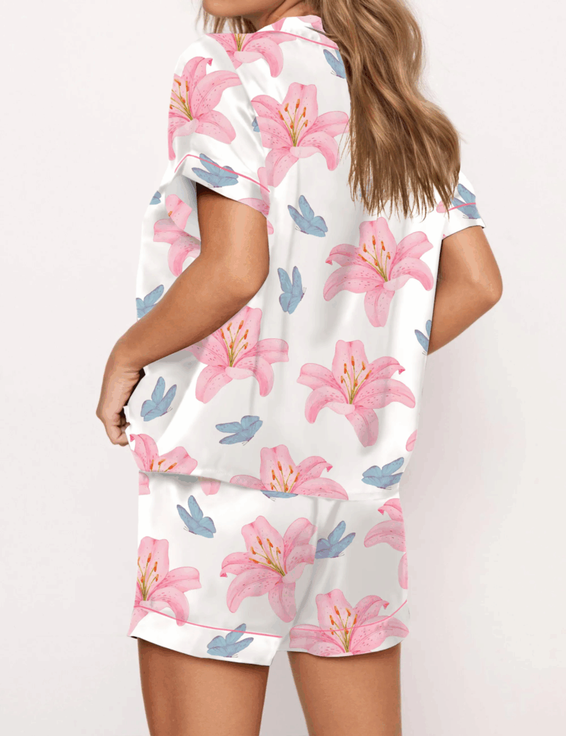 Tiger Lily Silk Satin Pajama Set For Women