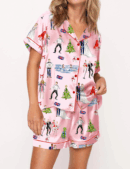 True Love Christmas Silky Satin Pajama Set For Women