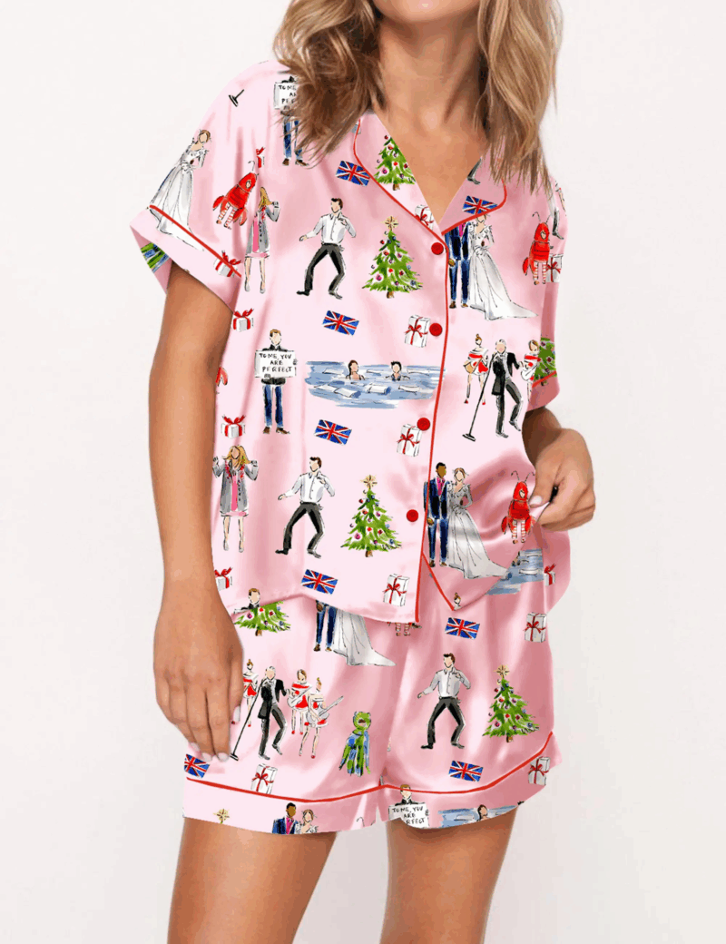 True Love Christmas Silky Satin Pajama Set For Women