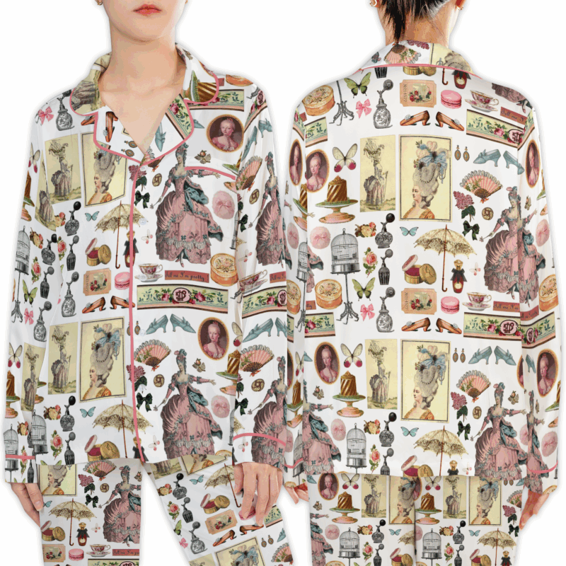 Vintage Silk Satin Pajama Set For Women