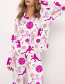 Volleyball Silk Satin Pajama Set For Women
