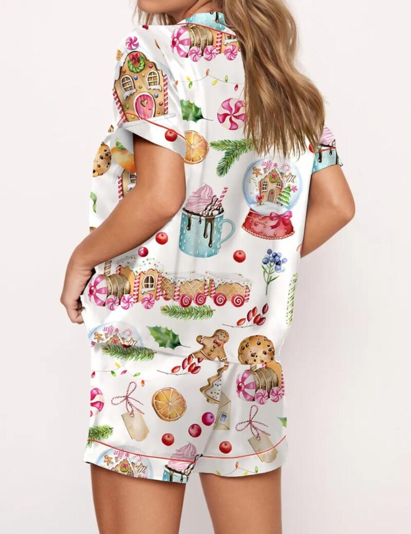 Watercolor Christmas Gingerbreads Silk Satin Pajama Set