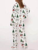Watercolor Christmas Silk Satin Pajama Set For Women