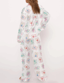 Watercolor Mahjong Silk Satin Pajama Set For Women