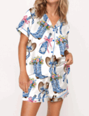 Western Coastal Cowgirl Silk Satin Pajama Set For Women