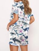 Whales Ocean Conservation Themed Satin Pajama Set For Women