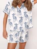Whippet Dog Vintage Silk Satin Pajama Set For Women