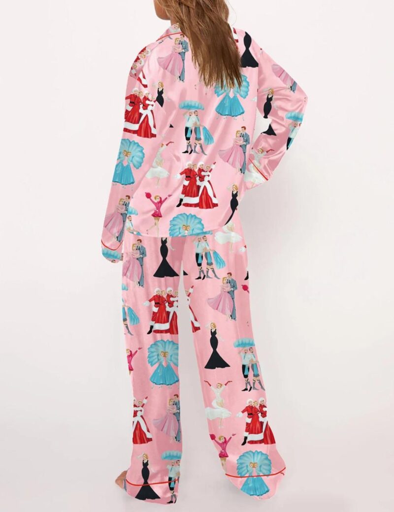 White Christmas Silk Satin Pajama Set For Women