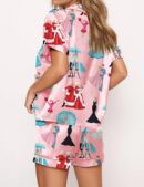 White Christmas Silk Satin Pajama Set For Women