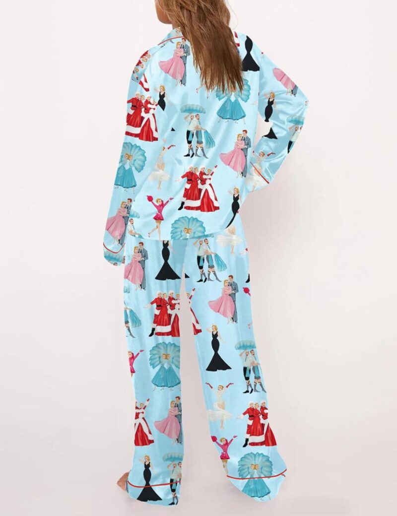 White Christmas Silk Satin Pajama Set For Women