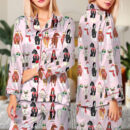 Women_s Funny Horse Christmas Satin Pajamas Set