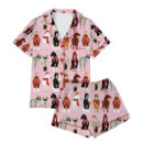Women_s Funny Horse Christmas Satin Pajamas Set