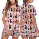 Women_s Funny Horse Christmas Satin Pajamas Set