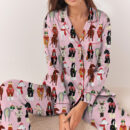 Women_s Funny Horse Christmas Satin Pajamas Set