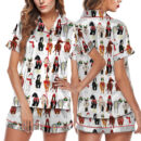 Women_s Funny Horse Christmas Satin Pajamas Set