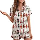 Women_s Funny Horse Christmas Satin Pajamas Set