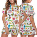 Women_s Hawaii Travel Short Sleeve Satin Pajama Set
