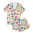 Women_s Hawaii Travel Short Sleeve Satin Pajama Set