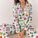 Women_s Hawaii Travel Short Sleeve Satin Pajama Set