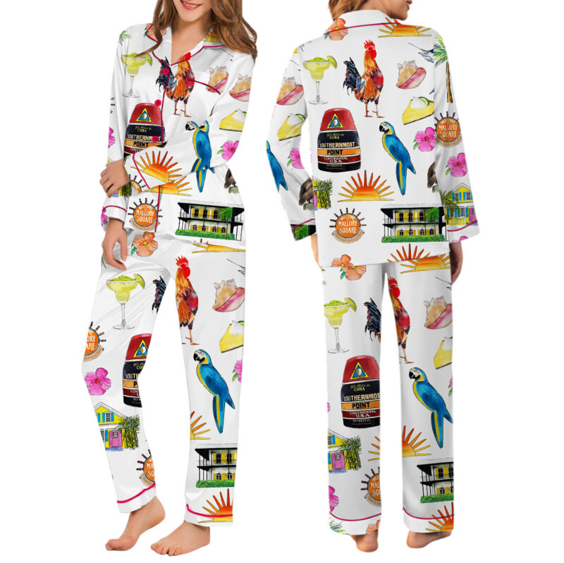 Women_s Key West Florida Travel Satin Pajamas Set