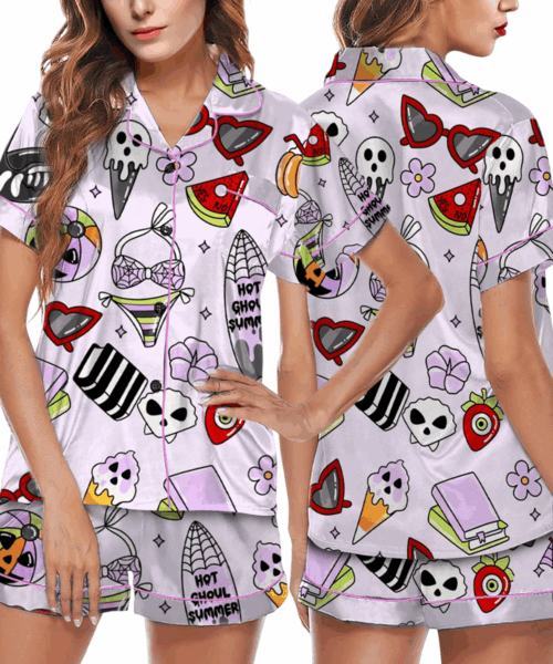 Women’s Funny Halloween Satin Pajamas Set For Women