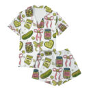 Women's Pickle Print Satin Pajamas Set