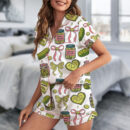 Women's Pickle Print Satin Pajamas Set