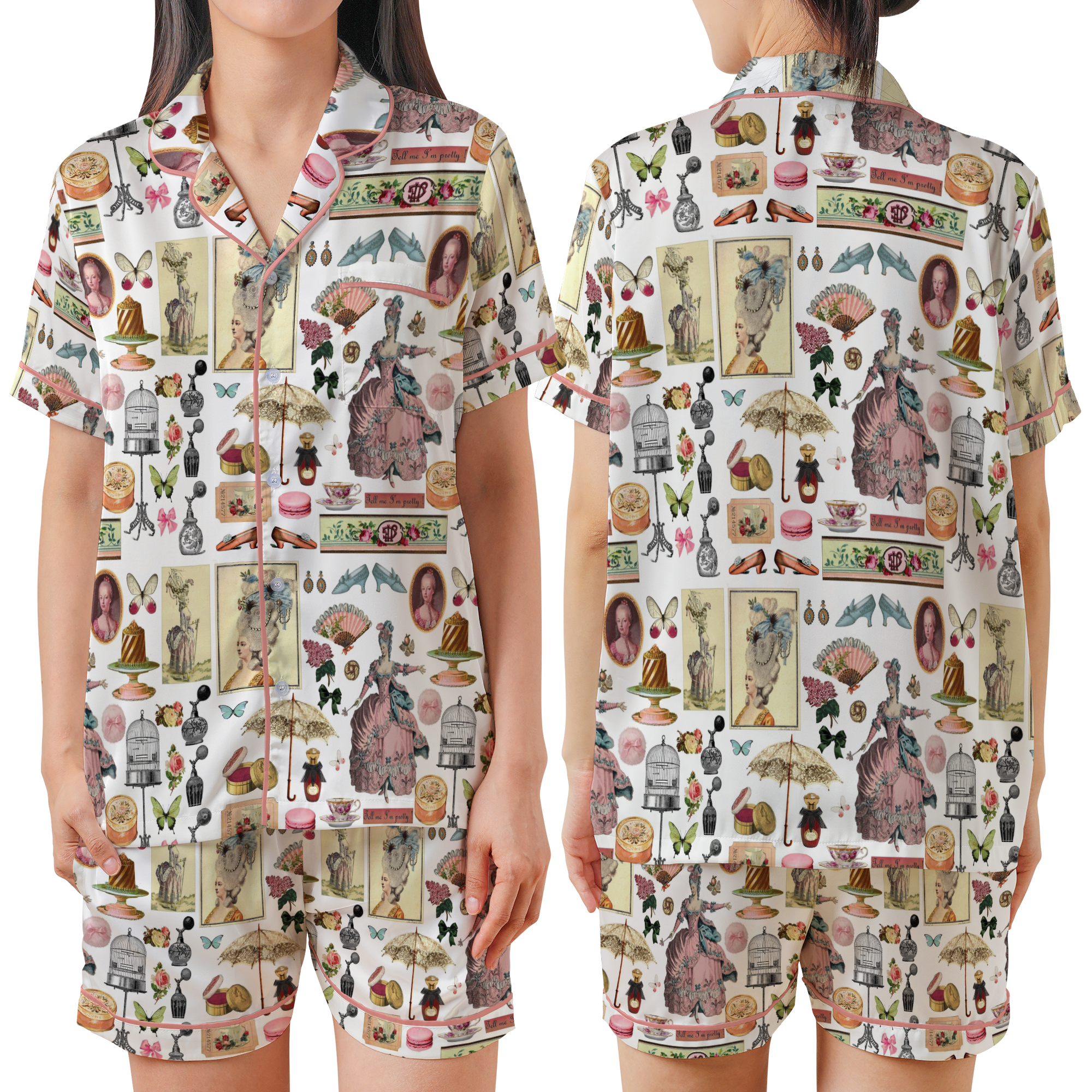 Vintage Silk Satin Pajama Set For Women