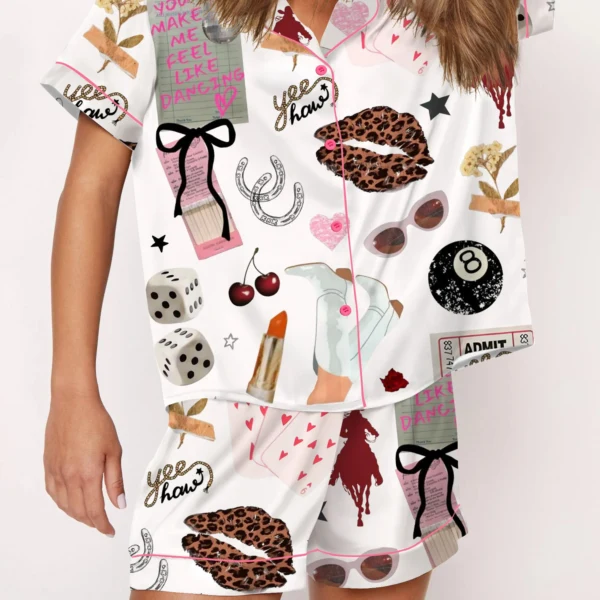 Western Cowgirl Glam Silk Satin Pajama Set For Women