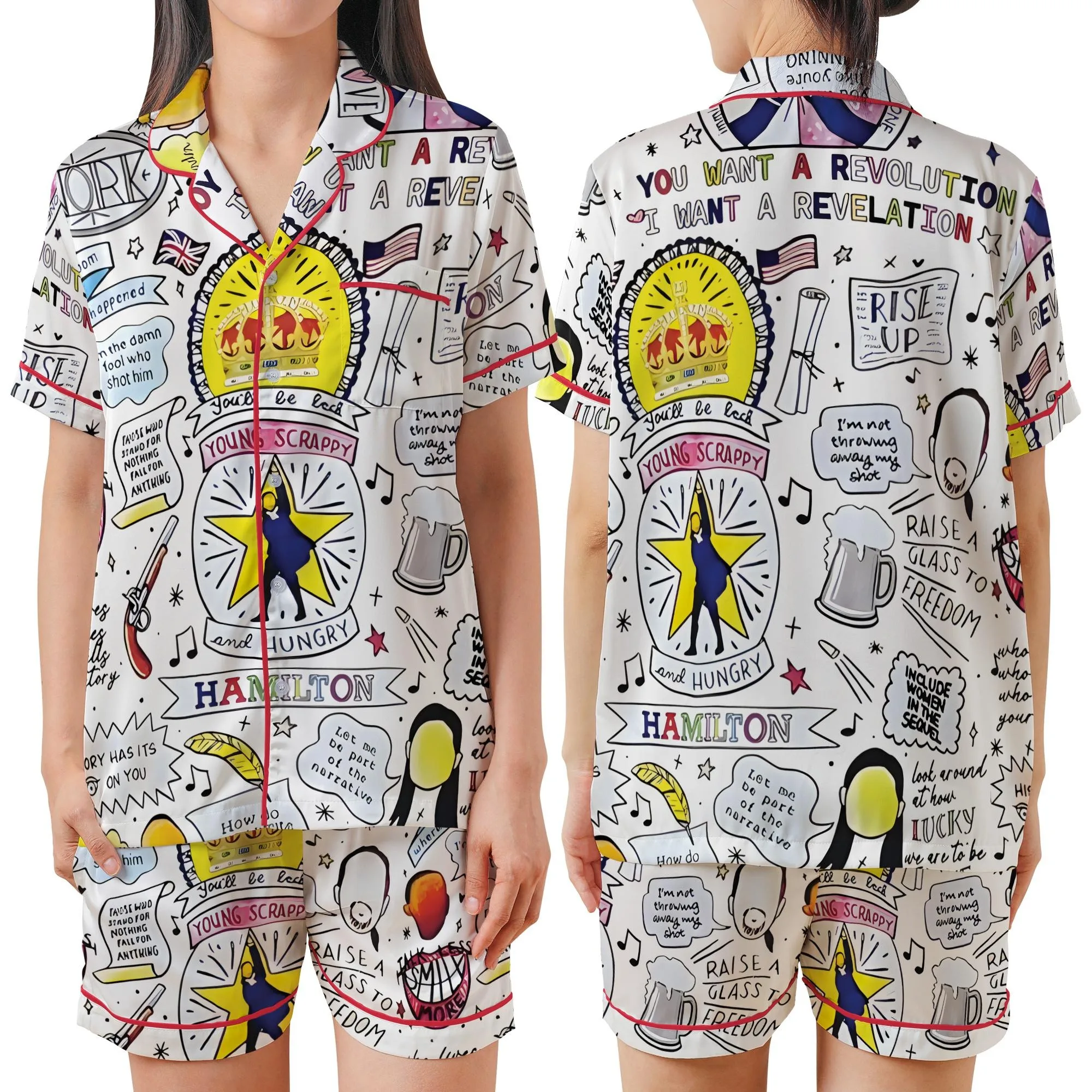 Hamilton Musical Silky Satin Pajama Set For Women