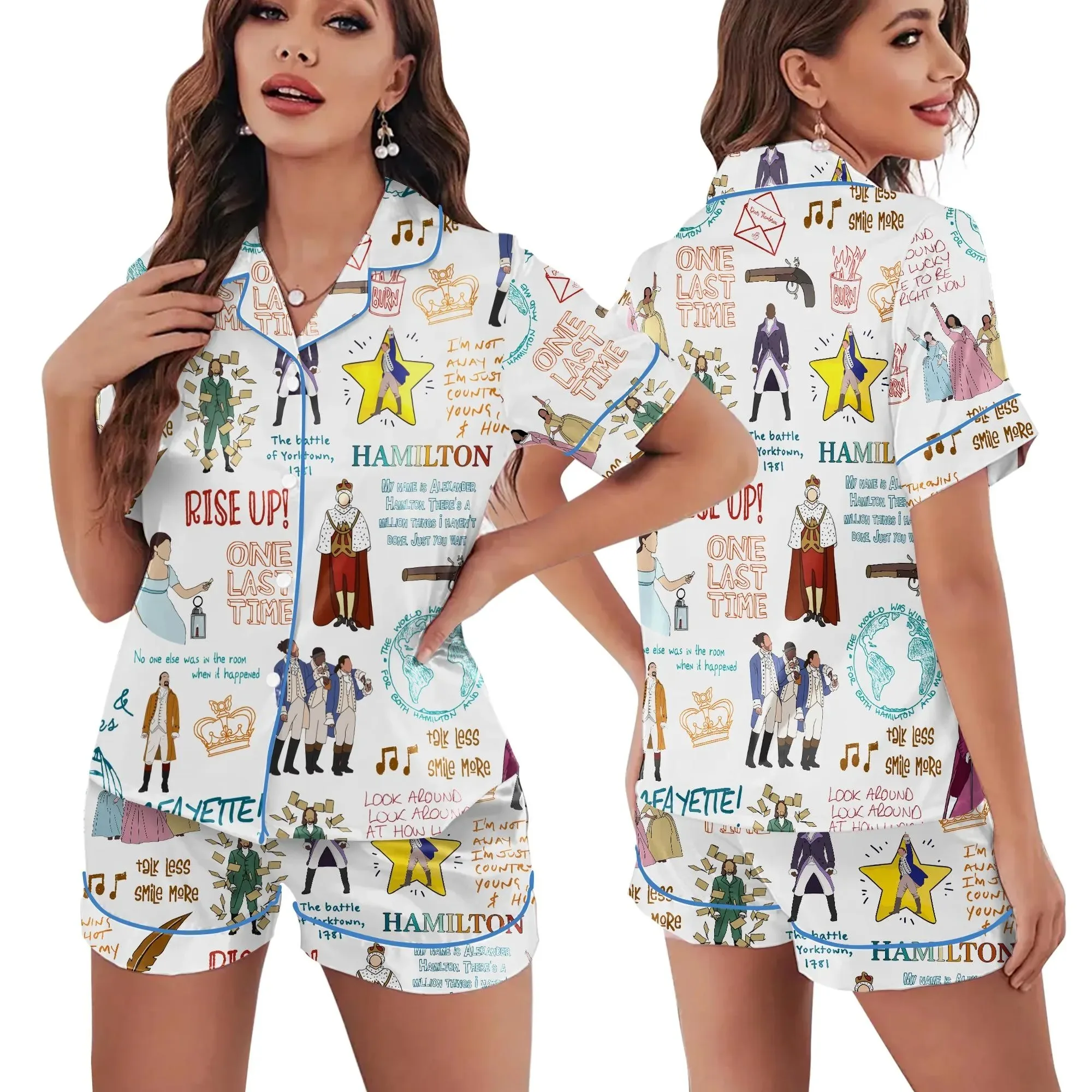 Hamilton Broadway Musical Satin Pajamas Set For Women
