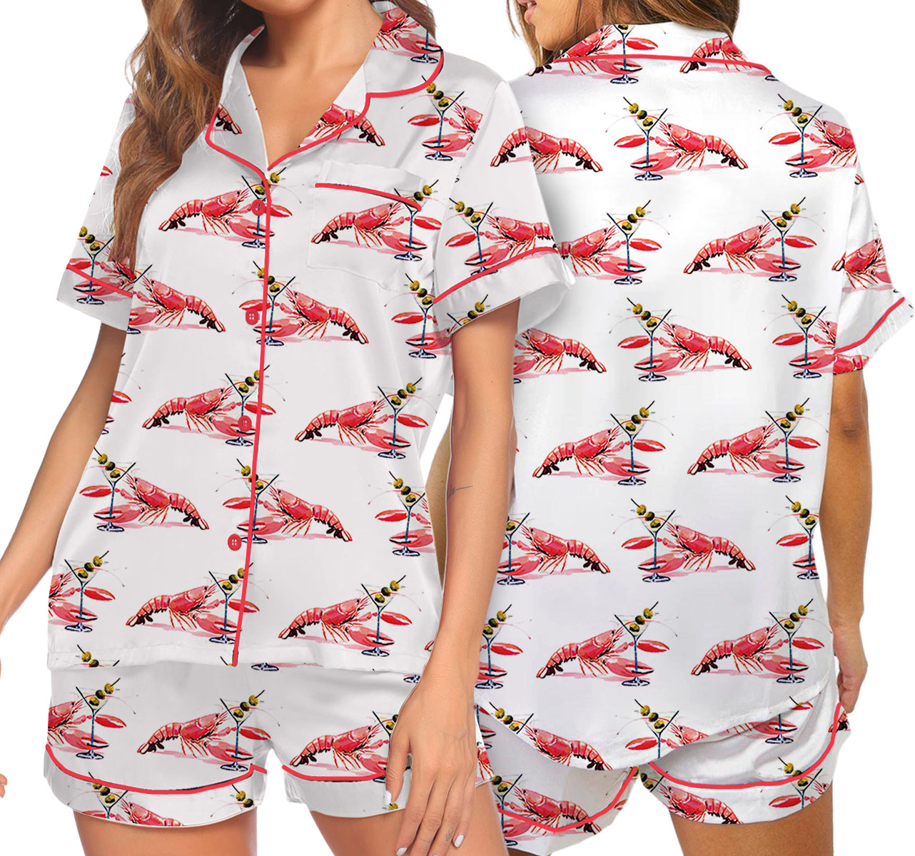 Women’s Lobster Dirty Martini Satin Pajama Set For Women