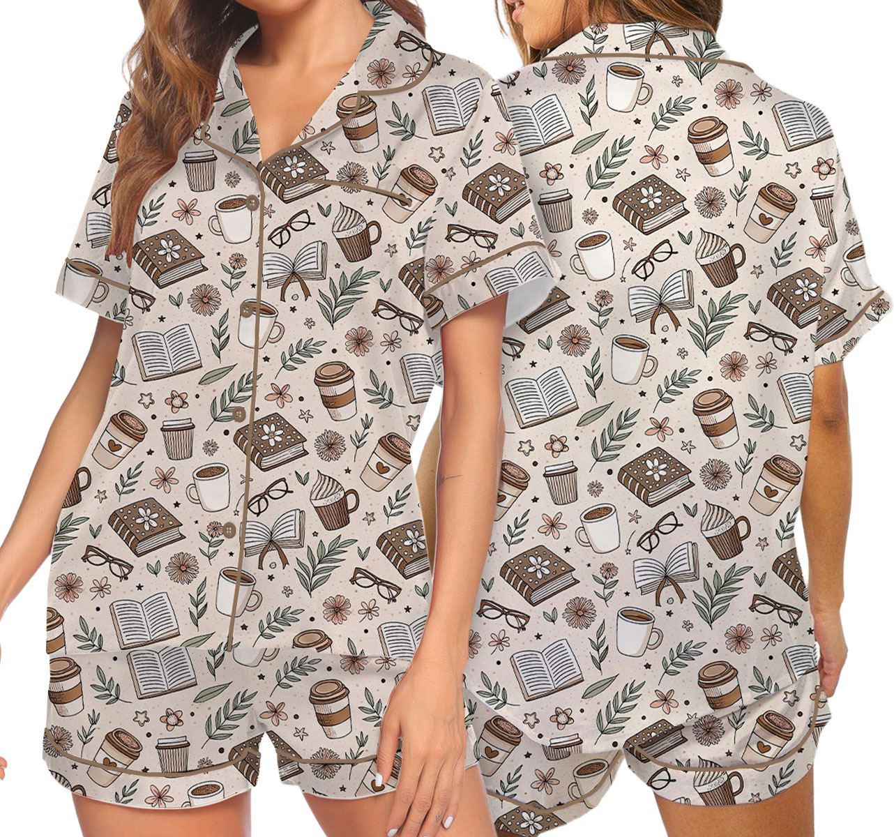 Retro Book Fantasy Satin Pajama Set For Women