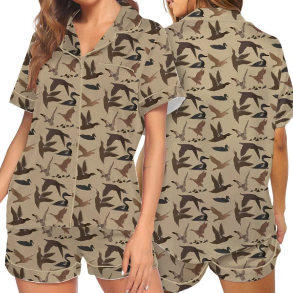 Duck Hunting Satin Pajamas Set For Women