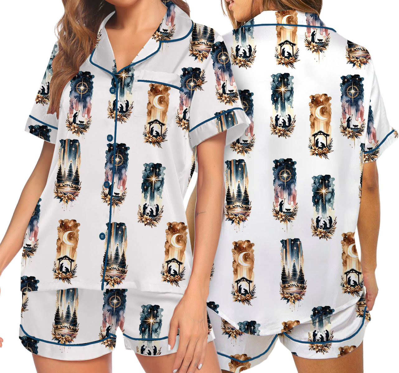 Christmas A Savior Silky Satin Pajamas Set