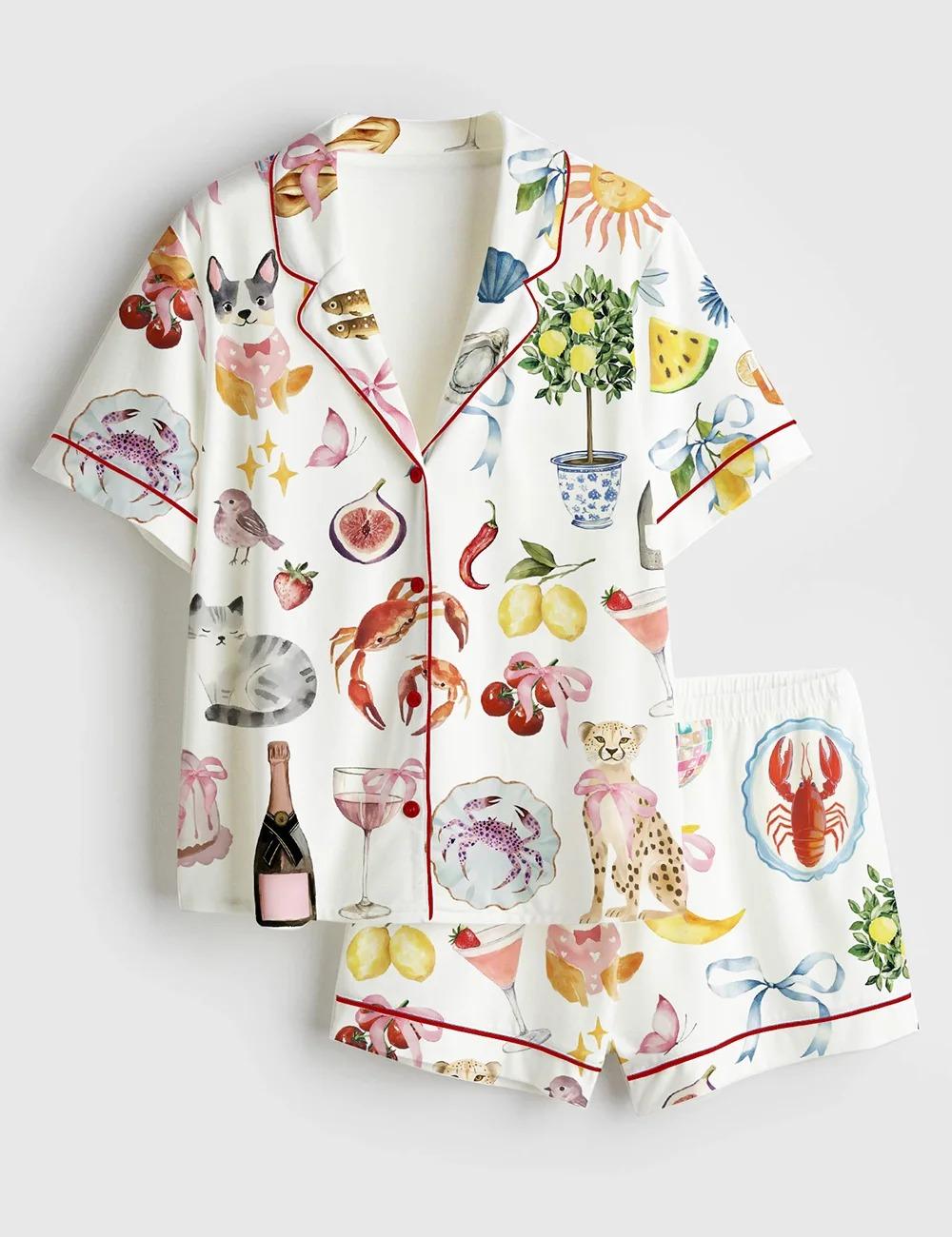 Whimsical Wedding Dolce Vita Wedding Coquette Mediterranean Satin Pajama Set (1)