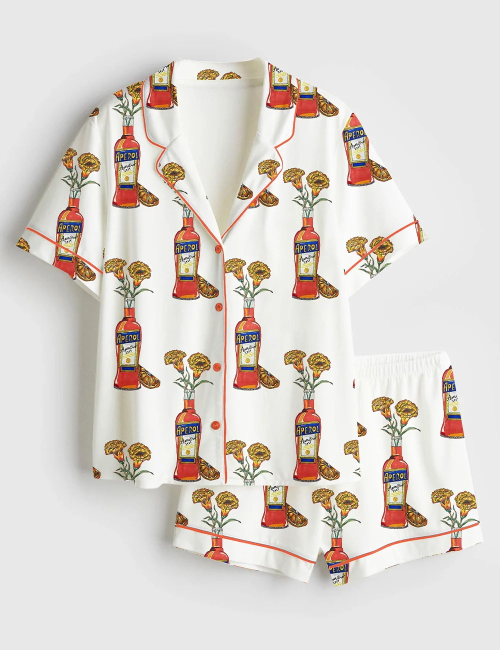 Women’s Aperol Spritz Trio Flower Satin Pajama Set (1)