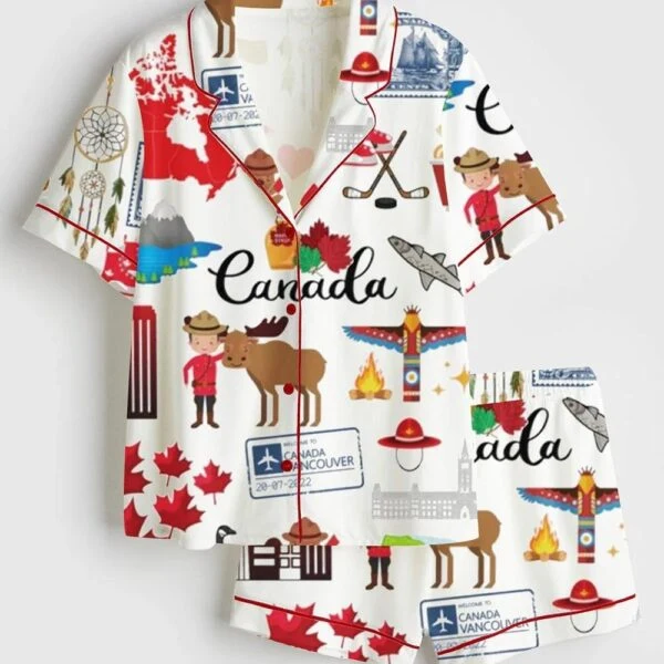 Women's Canada Travel Satin Pajama Set (1)