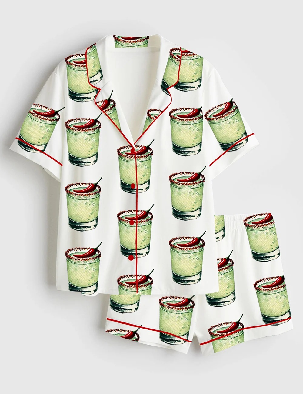 Women’s Chili Martini Cocktail Whiskey Satin Pajama Set (1)