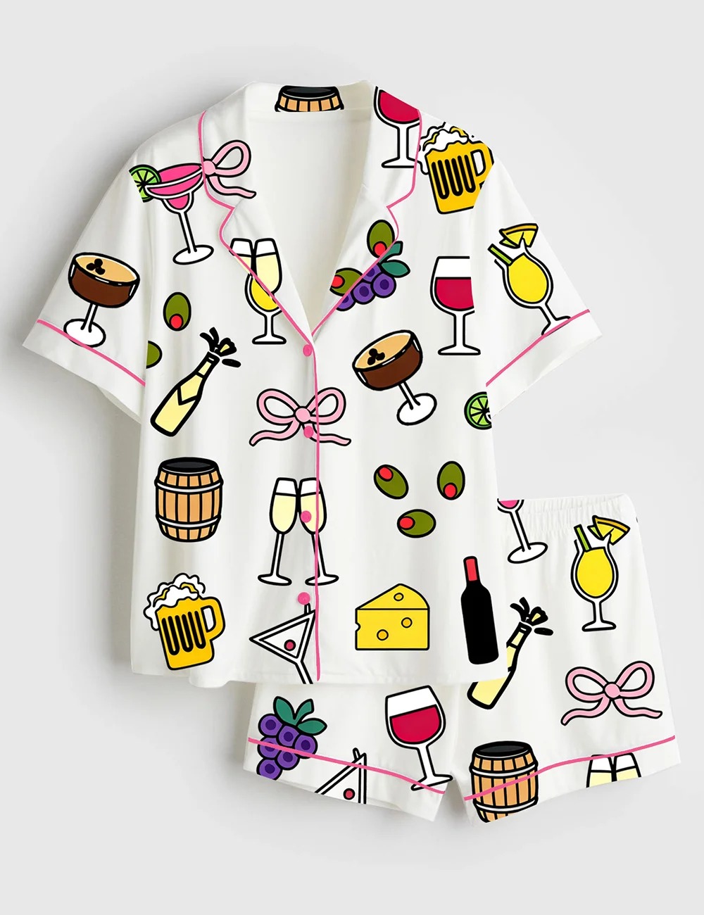 Women’s Cocktail Drinks Dirty Martini Coquette Bachelorette Party Satin Pajama Set (1)