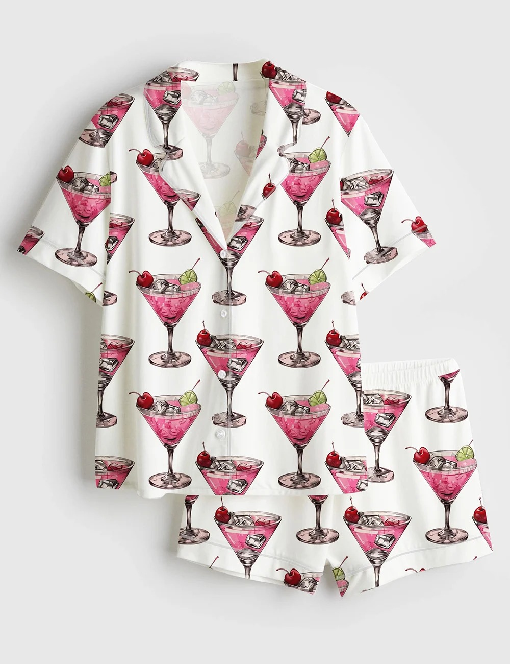 Women’s Cosmopolitan Cocktail Drink Satin Pajama Set (1)