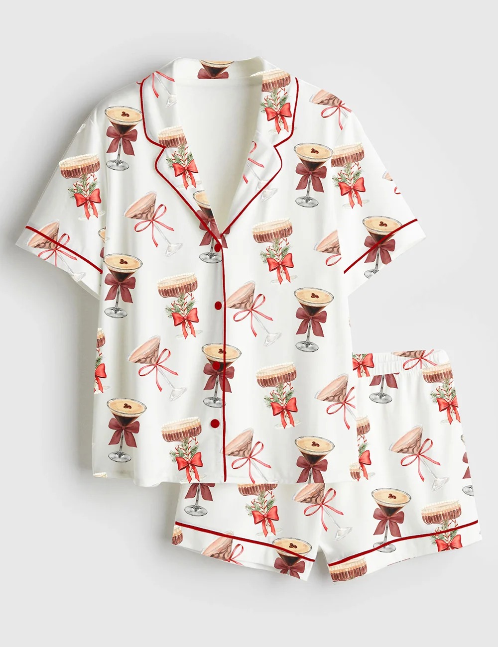 Women’s Espresso Martini Christmas Tini Time Social Club Martini Lover Satin Pajama Set