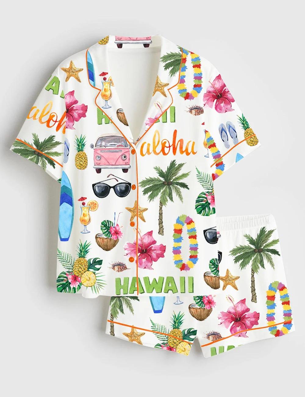 Women's Hawaii Travel Satin Pajama Set (1)