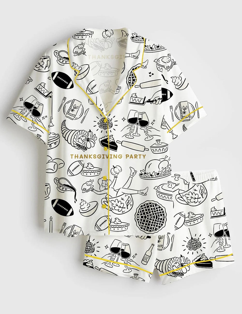 Women’s Thanks Giving Party Satin Pajama Set (1)